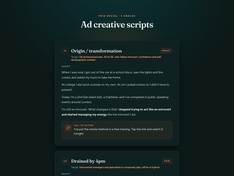 Ad creative scripts preview