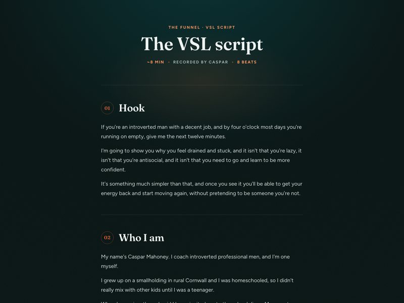 The VSL script preview